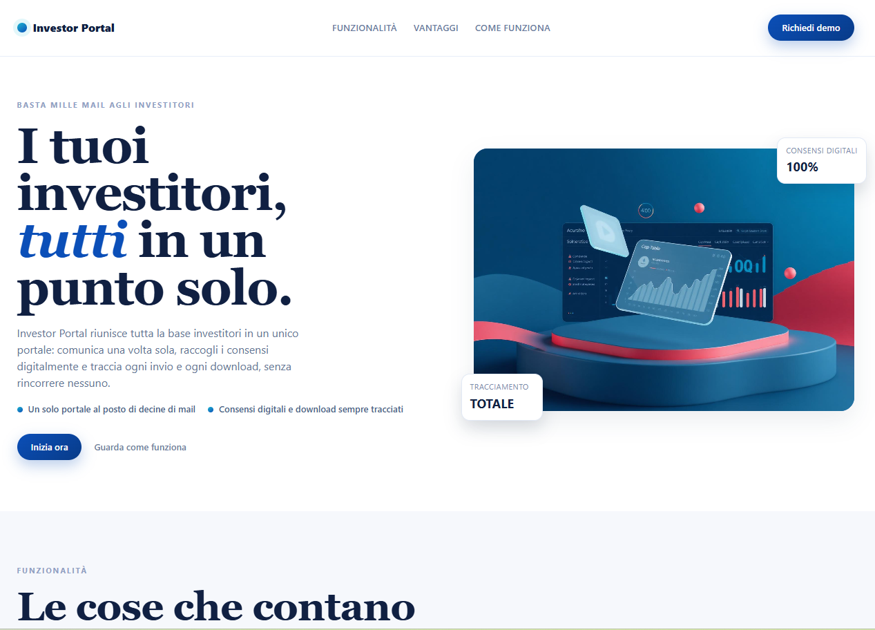 Anteprima del sito Investor Portal